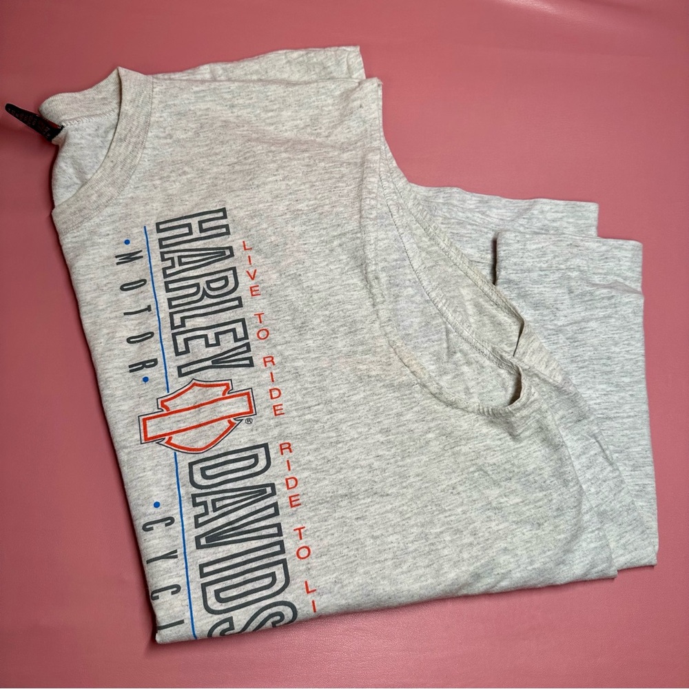 Vintage 1996 Harley Davidson Long Branch NJ Gray Muscle Tee T Shirt